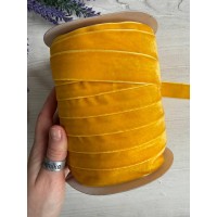 Стрічка оксамитова " 2.5 см" жовтогаряча 45 метрів