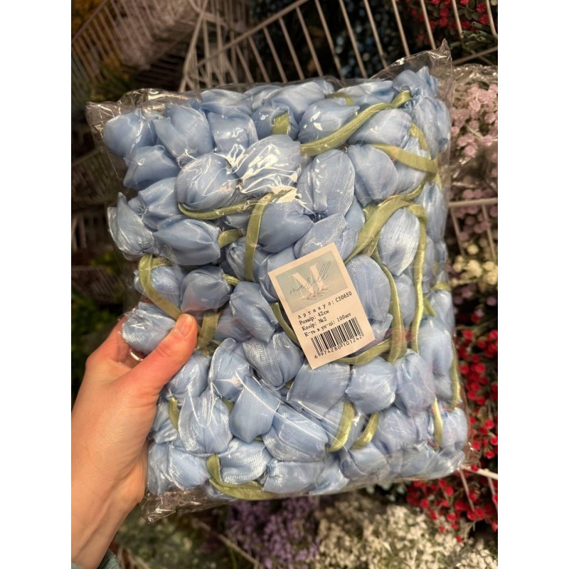 Тюльпан бант шифоновий голубий   100 шт