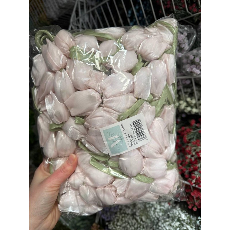 Тюльпан бант шифоновий  блідо пудровий  100 шт