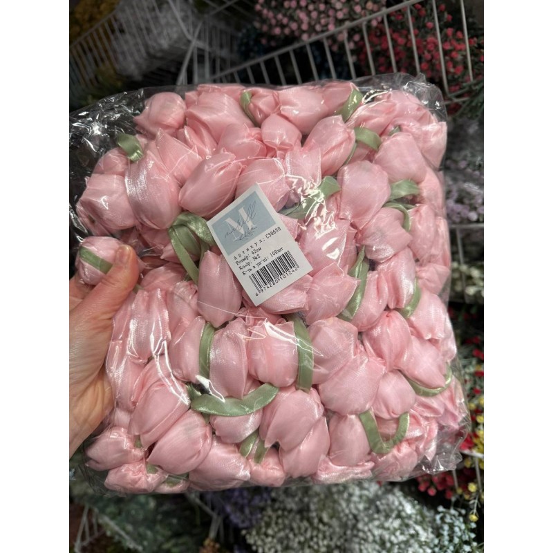 Тюльпан бант шифоновий  рожево персиковий  100 шт