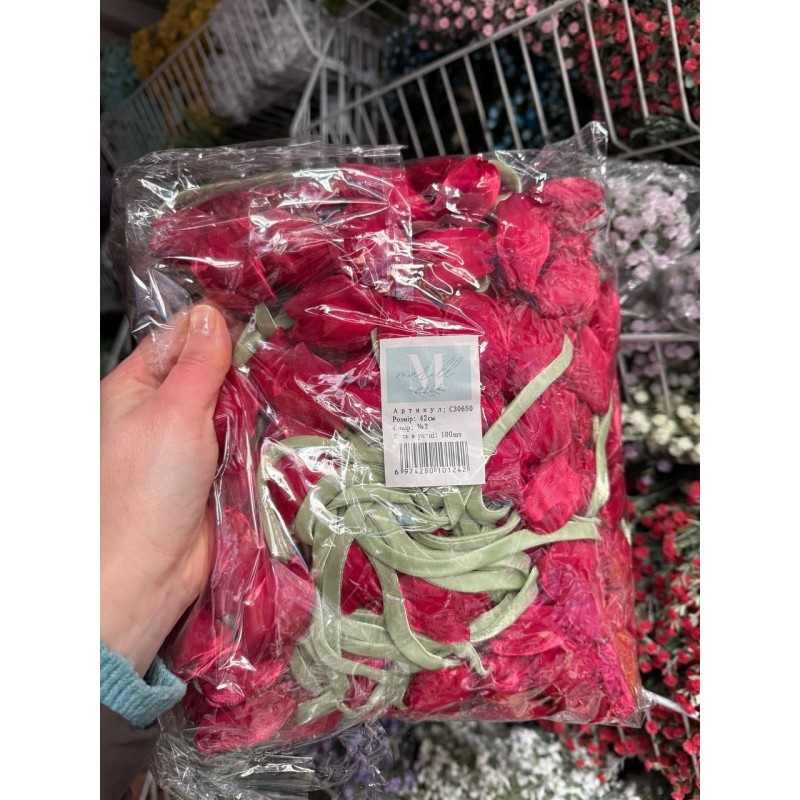 Тюльпан бант шифоновый темно красный  100 шт