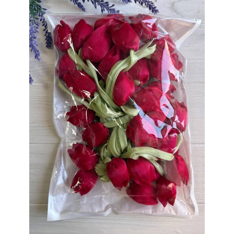 Тюльпан бант шифоновий темно червоний  20 шт