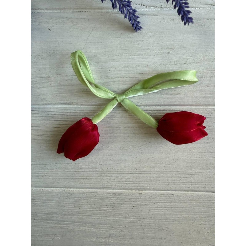 Тюльпан бант шифоновий темно червоний  20 шт