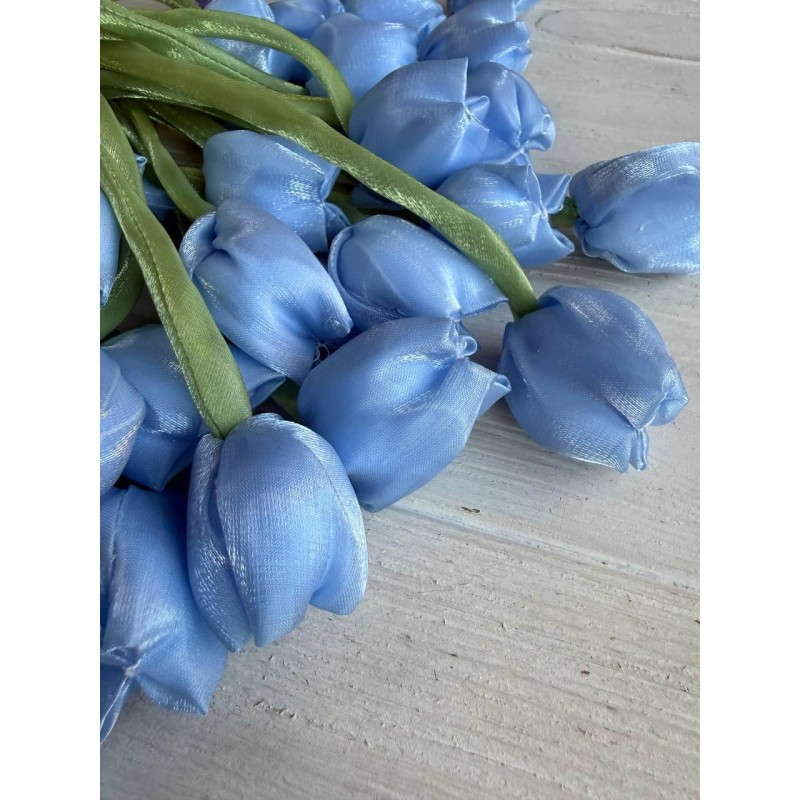 Тюльпан бант шифоновий голубий  20 шт