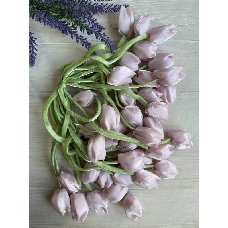 Тюльпан бант шифоновий  блідо пудровий  100 шт