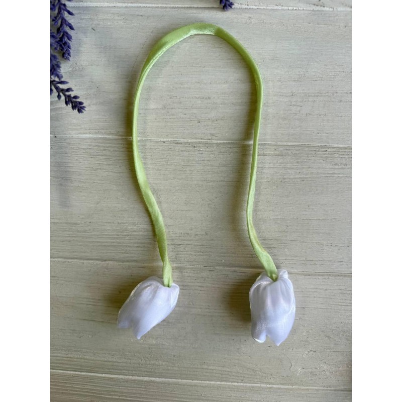 Тюльпан бант шифоновий білий  20 шт