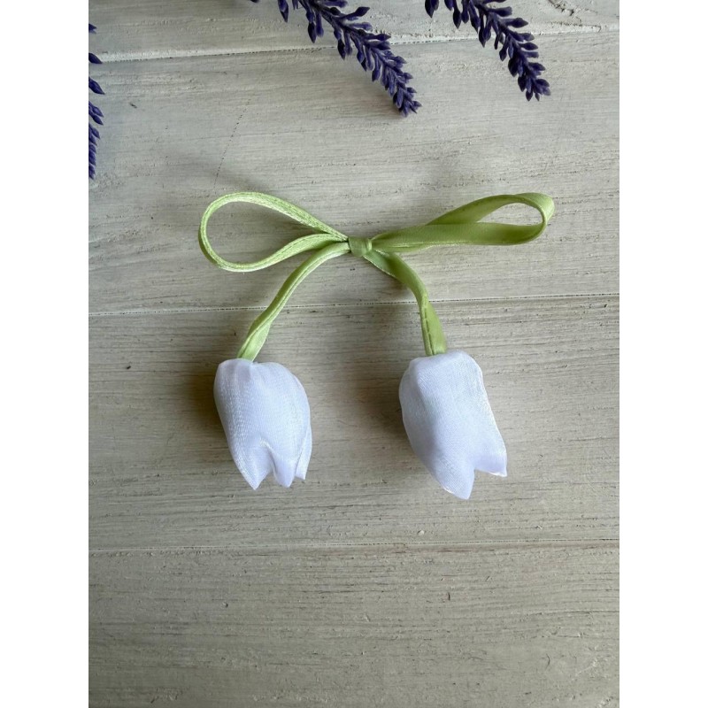 Тюльпан бант шифоновий білий  20 шт