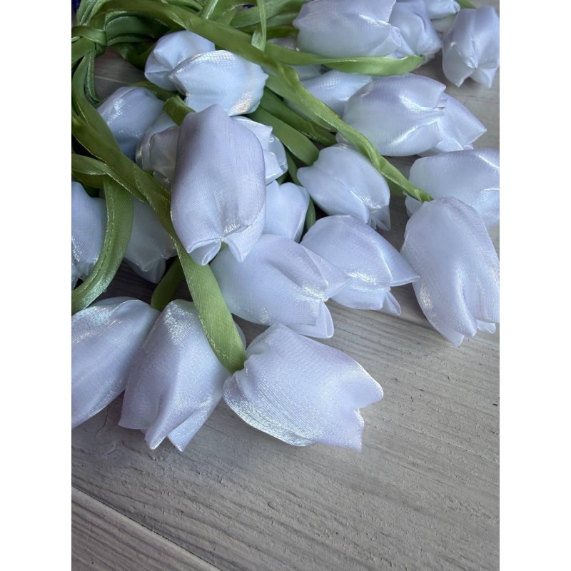 Тюльпан бант шифоновий білий  20 шт