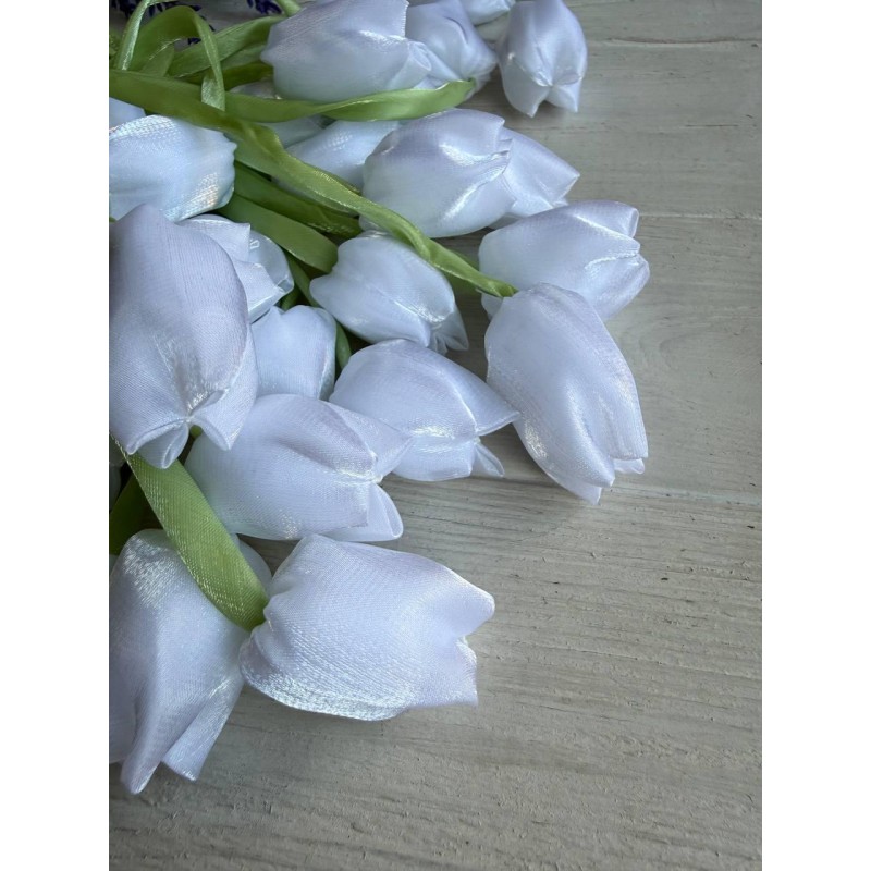 Тюльпан бант шифоновий білий  20 шт