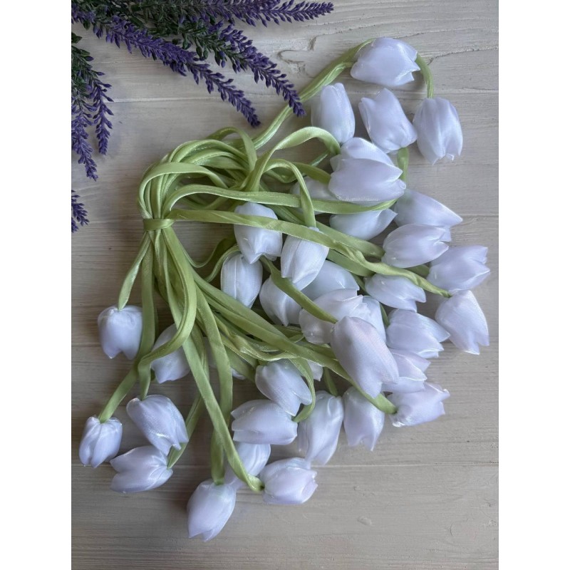 Тюльпан бант шифоновий білий  20 шт