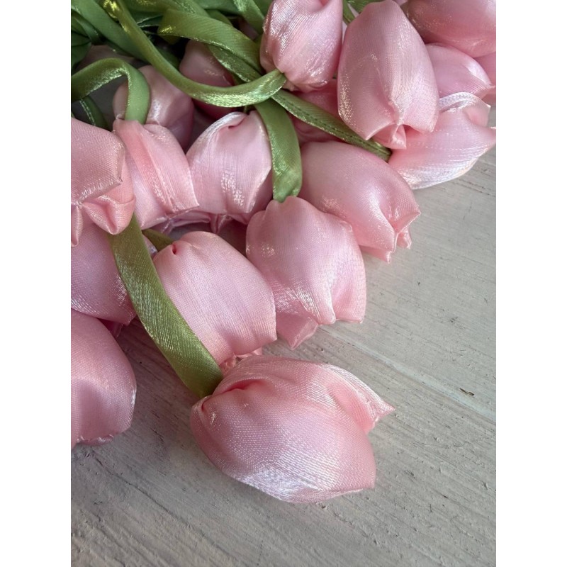 Тюльпан бант шифоновий рожево персиковий  20 шт