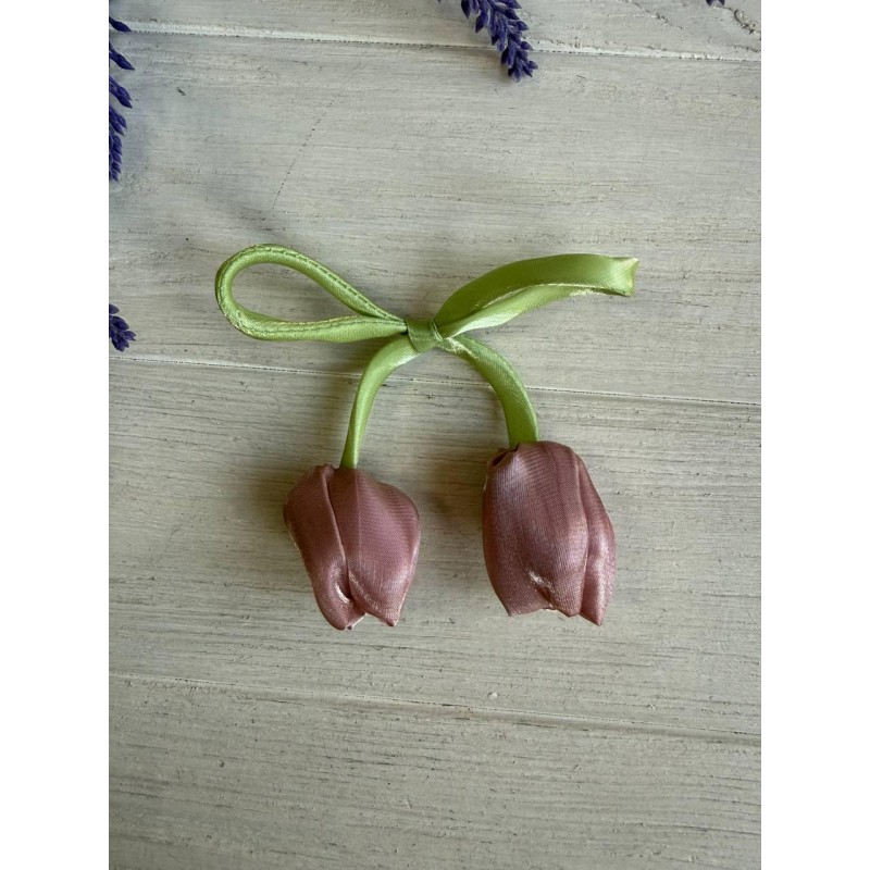 Тюльпан бант шифоновий темно пудровий 20 шт