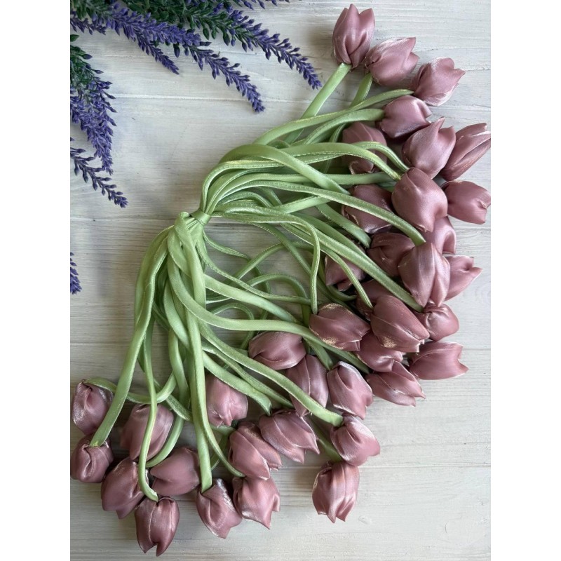 Тюльпан бант шифоновий темно пудровий 20 шт