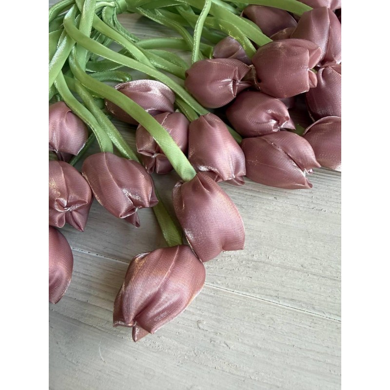 Тюльпан бант шифоновий темно пудровий 20 шт