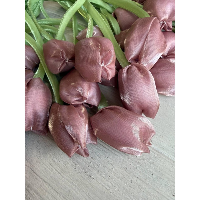 Тюльпан бант шифоновий темно пудровий 20 шт