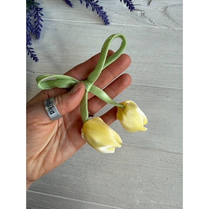 Тюльпан бант шифоновий  жовтий 20 шт