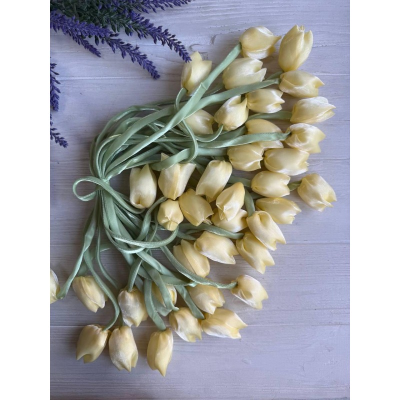 Тюльпан бант шифоновий  жовтий 20 шт