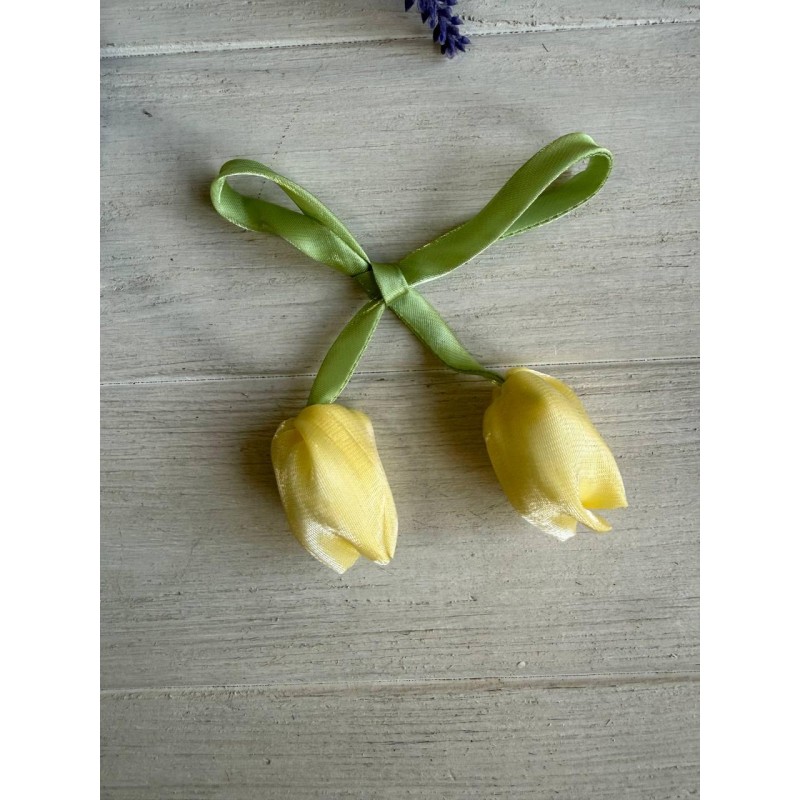 Тюльпан бант шифоновий  жовтий 20 шт