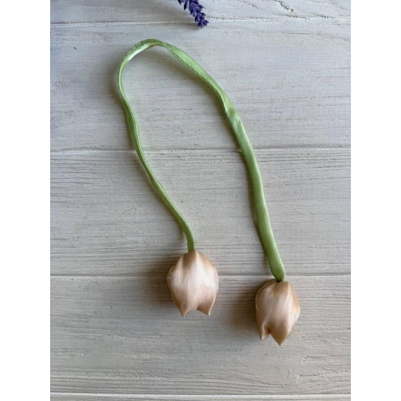 Тюльпан бант шифоновий світло коричневий  20 шт