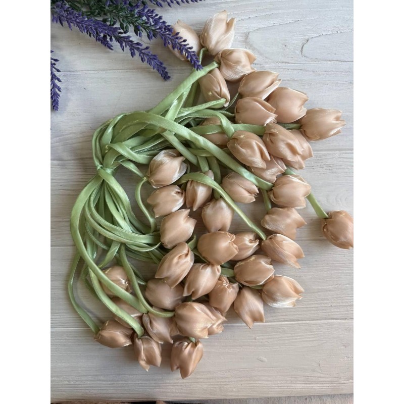 Тюльпан бант шифоновий світло коричневий  20 шт