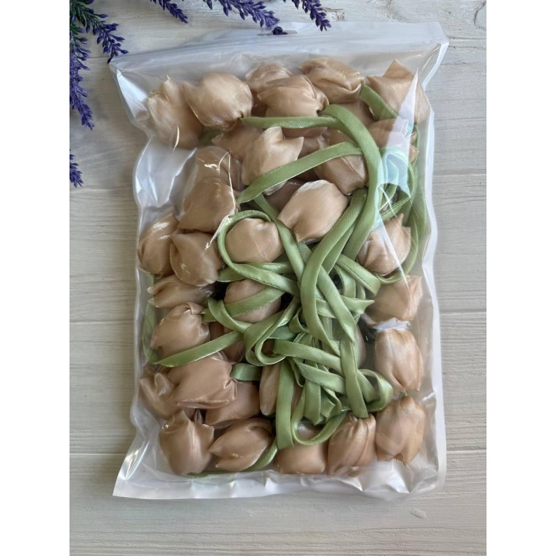 Тюльпан бант шифоновий світло коричневий  20 шт