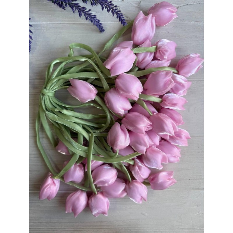 Тюльпан бант шифоновий рожевий  20 шт