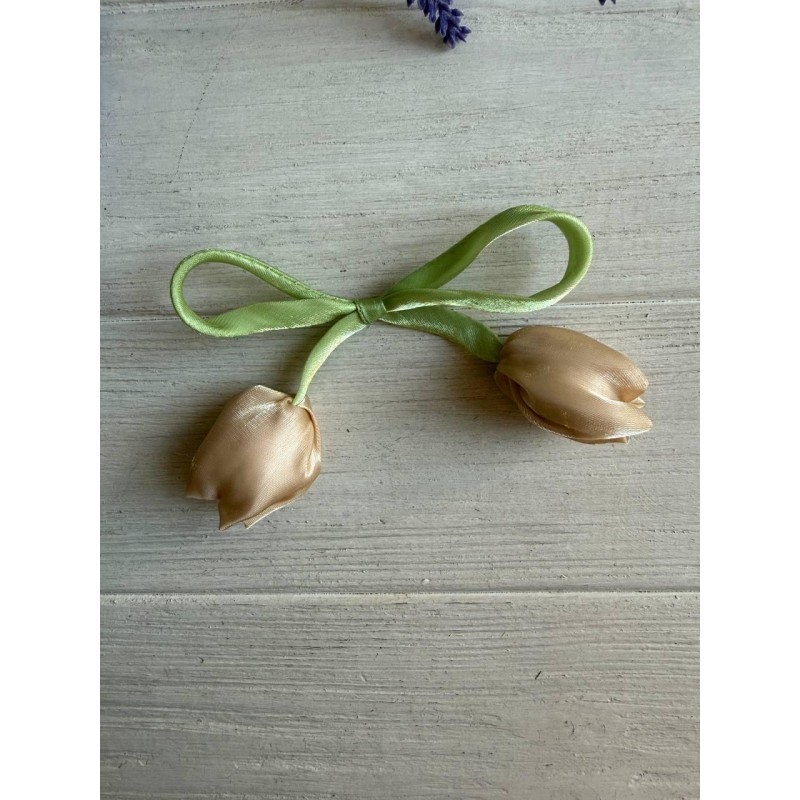 Тюльпан бант шифоновий світло коричневий  20 шт
