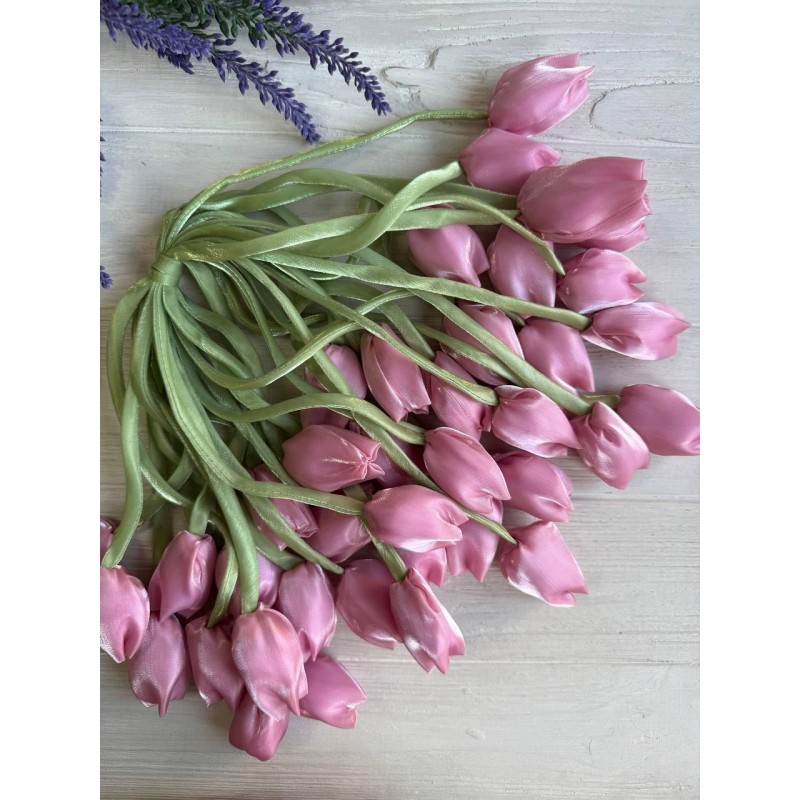 Тюльпан бант шифоновий пудра  20 шт