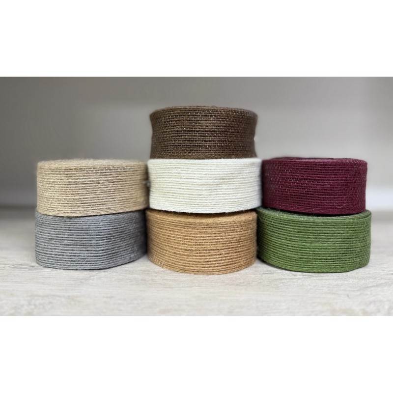 Стрічка мішковина  4 см оливковий 10 метрів