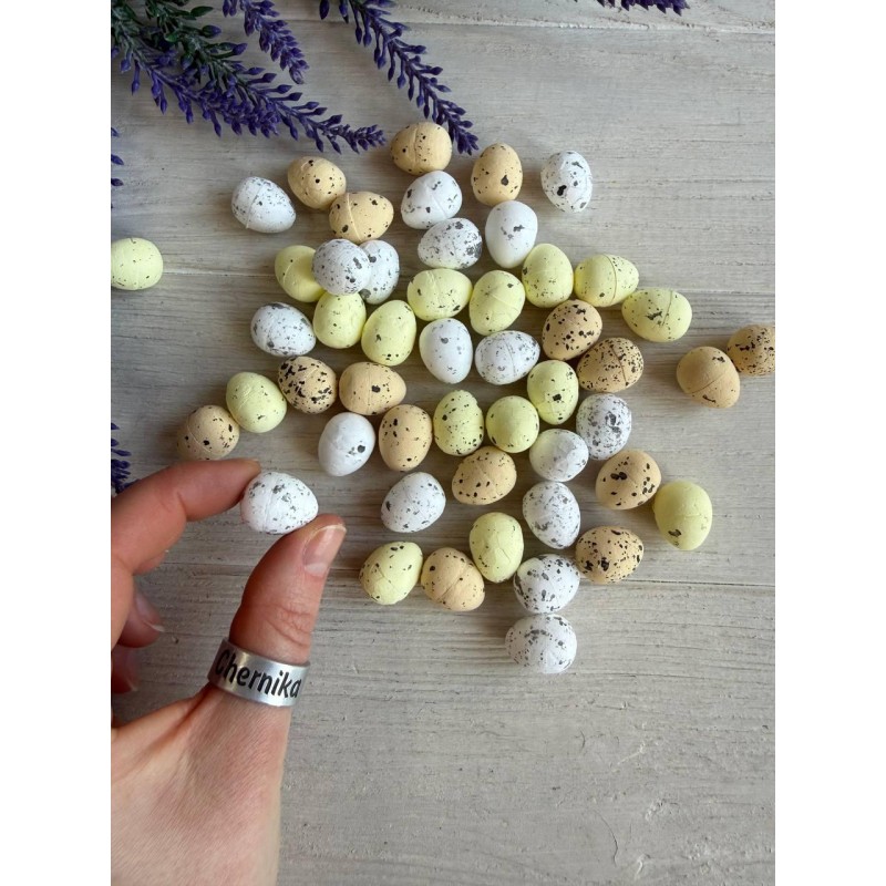 Яйця  пенопластові 2,0 * 1,5 см беж+жовт+біл 50 шт
