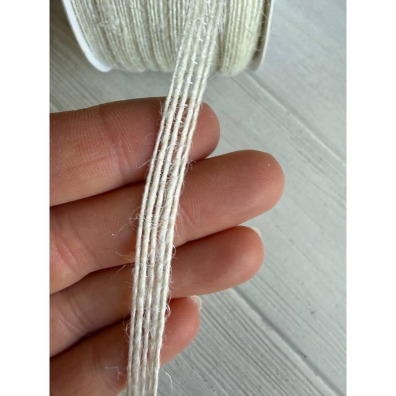 Стрічка мішковина 6 мм біла 50 метрів