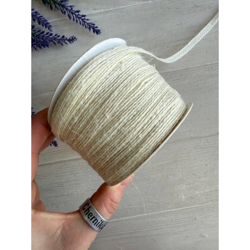 Стрічка мішковина 6 мм біла 50 метрів