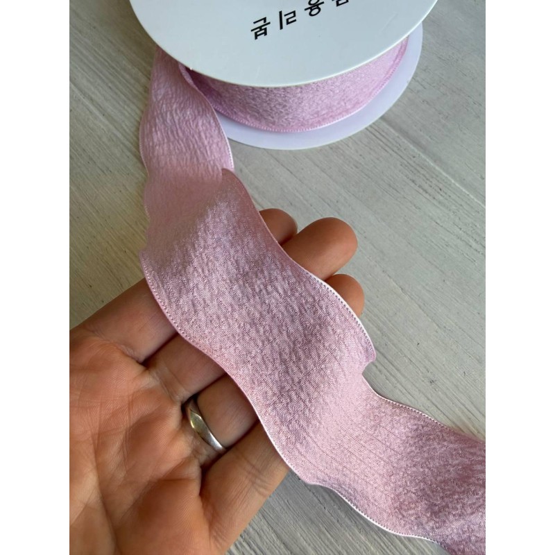 Лента  4 см " Волна " розовая 9 метров