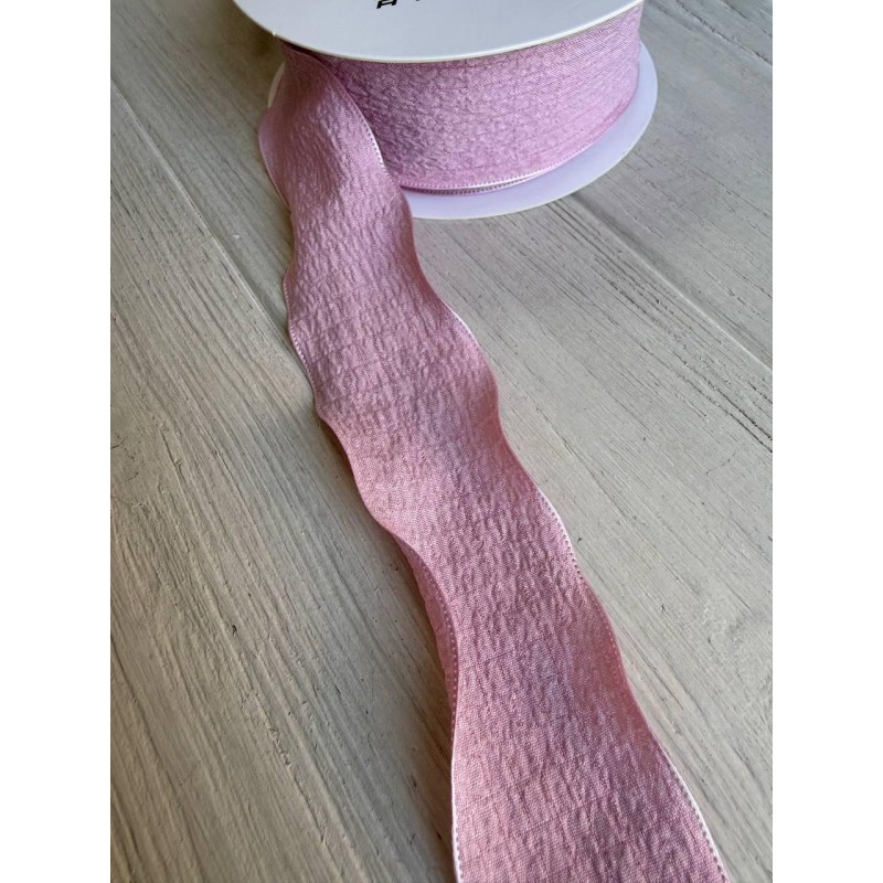 Лента  4 см " Волна " розовая 9 метров