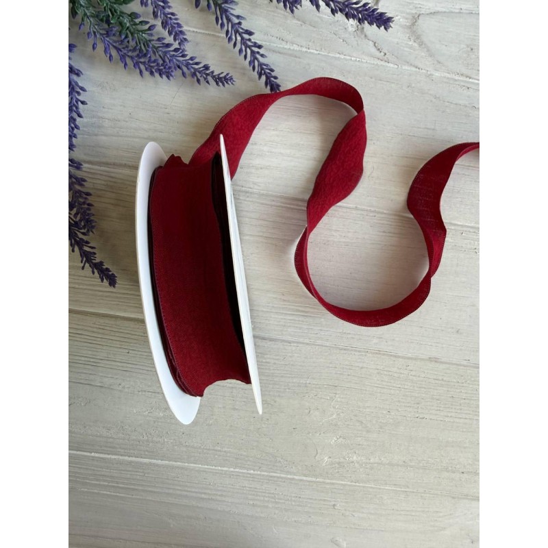 Лента  2,5 см " Волна " бордо 9 метров