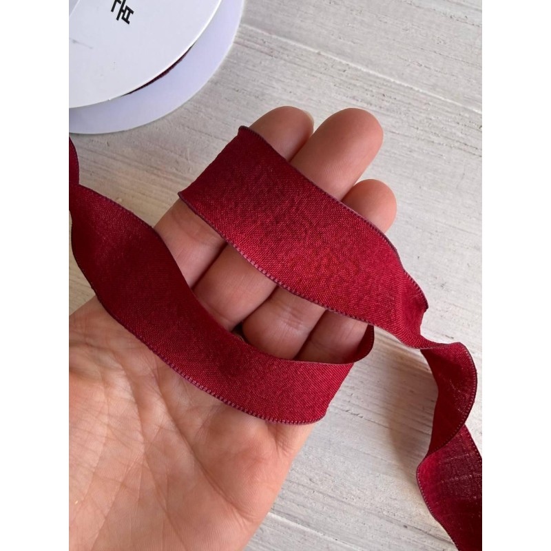 Лента  2,5 см " Волна " бордо 9 метров