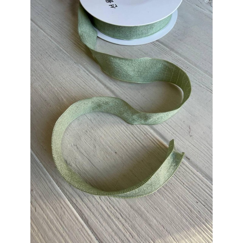 Стрічка  2,5 см " Хвиля " запорошений зелений 9 метрів