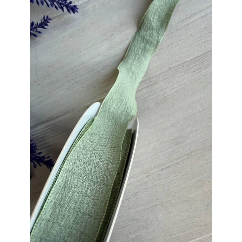 Стрічка  2,5 см " Хвиля " запорошений зелений 9 метрів