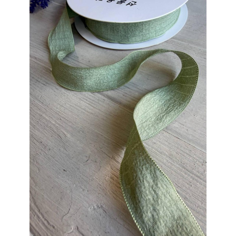 Стрічка  2,5 см " Хвиля " запорошений зелений 9 метрів