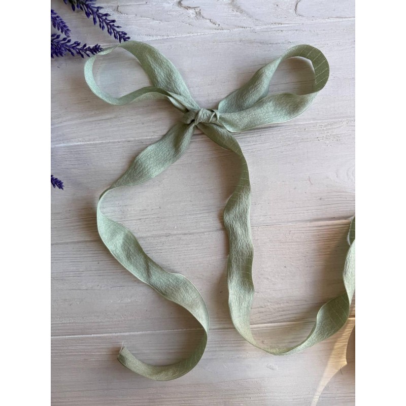 Стрічка  2,5 см " Хвиля " запорошений зелений 9 метрів