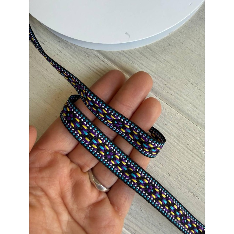 Тасьма жакардова з орнаментом " 19875 " 1.3 см ,  22.5 метри