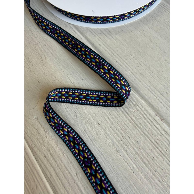 Тасьма жакардова з орнаментом " 19875 " 1.3 см ,  22.5 метри