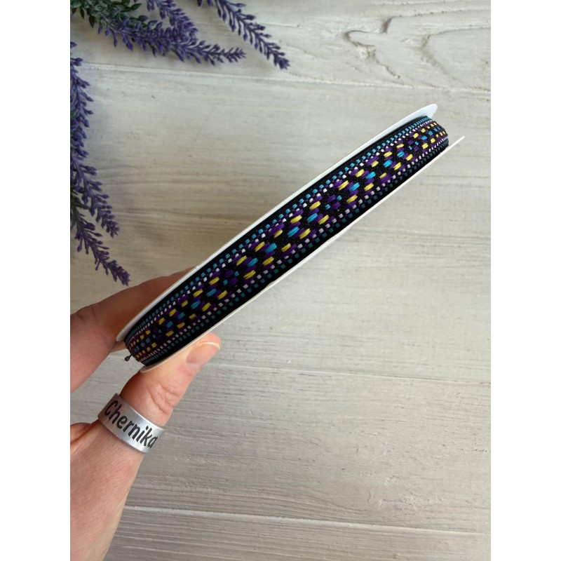 Тасьма жакардова з орнаментом " 19875 " 1.3 см ,  22.5 метри