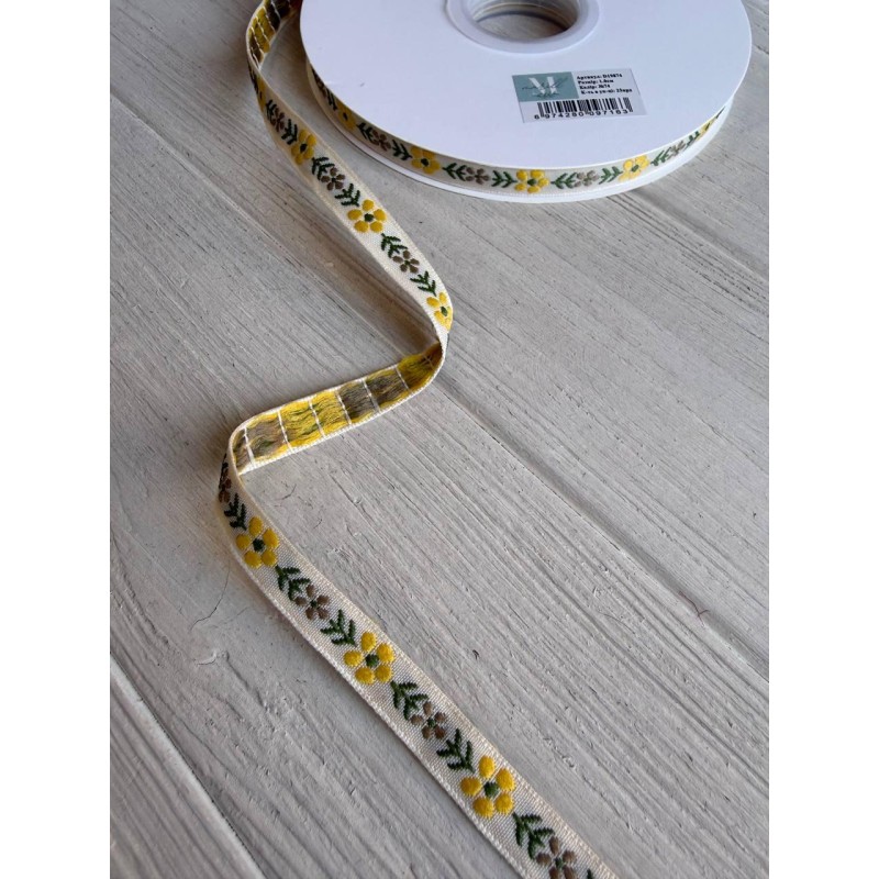 Тасьма жакардова з орнаментом " 19874 " 1.0 см ,  22.5 метри