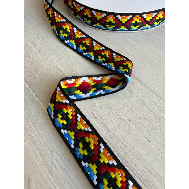 Тасьма жакардова з орнаментом " 19876 " 2,5 см ,  22.5 метри