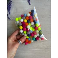 Помпони нейлонові "ЛЮКС 1.5 см" яскравий мікс   100 шт.