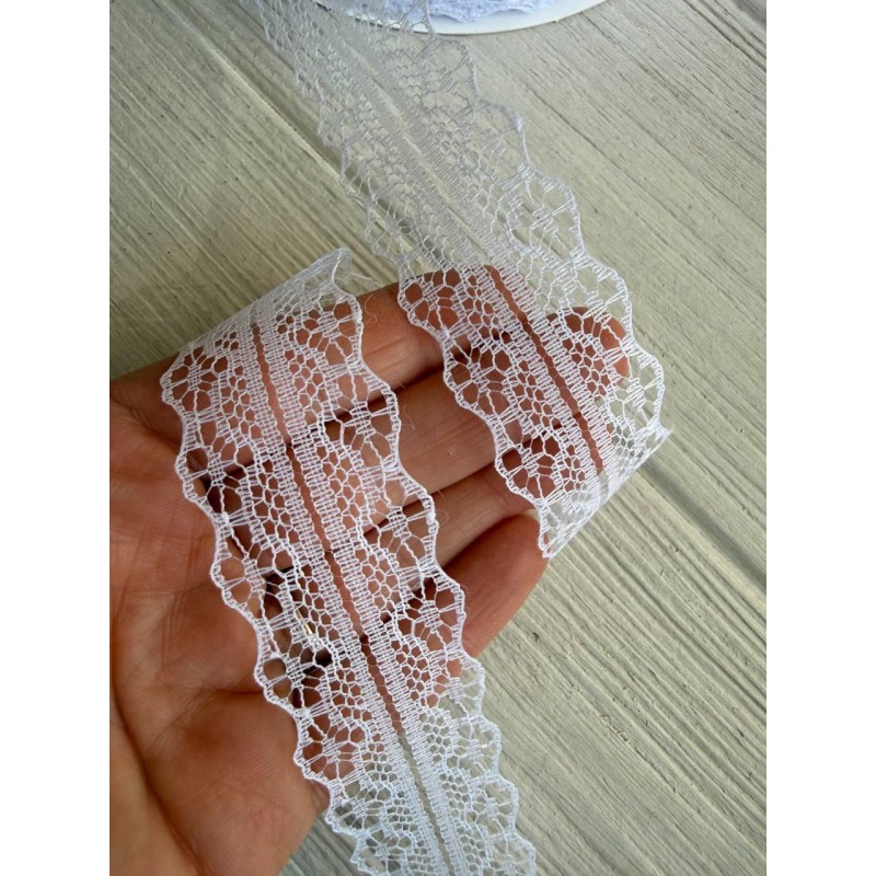 Мереживо 3 см " Тонке 328 " біле  45 метрів