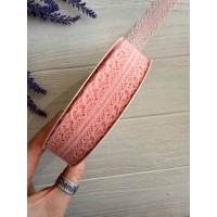 Кружево 3 см  " Тонкое 328 "  персиково розовое 45 метров