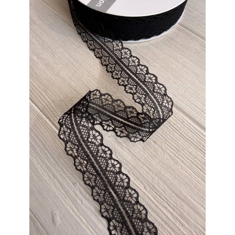 Мереживо 3 см " Тонке 328 " чорне  45 метрів