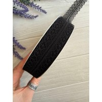 Кружево 3 см  " Тонкое 328 "  черное 45 метров